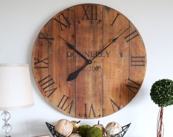 Wedding gift. Custom. Large wooden wall clock. Personalized clock. Customized clock. Family gift. Wall hanging. Oversized clock.