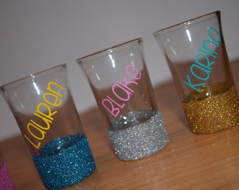 Shot Glasses, Glitter Dipped, Personalized Glitter Shot Glasses, Shot Glass,Friend Gift, Personalized Gift, Glitter Shot Glass, Glitter Gift
