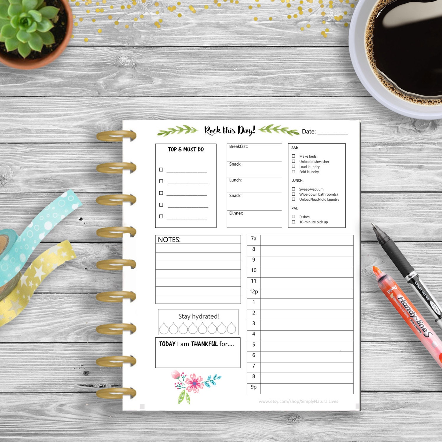 Happy Planner Daily page by SimplyNaturalLives on Etsy