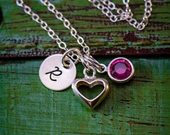 Small Heart Necklace • Little Heart Charm • Sterling Silver Personalized Little Girls Jewelry • Heart Jewelry •Little Initial Heart Necklace