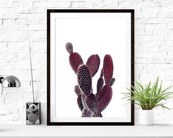 SALE - 50% Cactus wall art, extra large poster, cactus art print, cacti art, red cactus print, digital print.