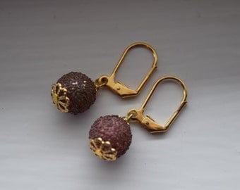 Gold plated glass bead earrings