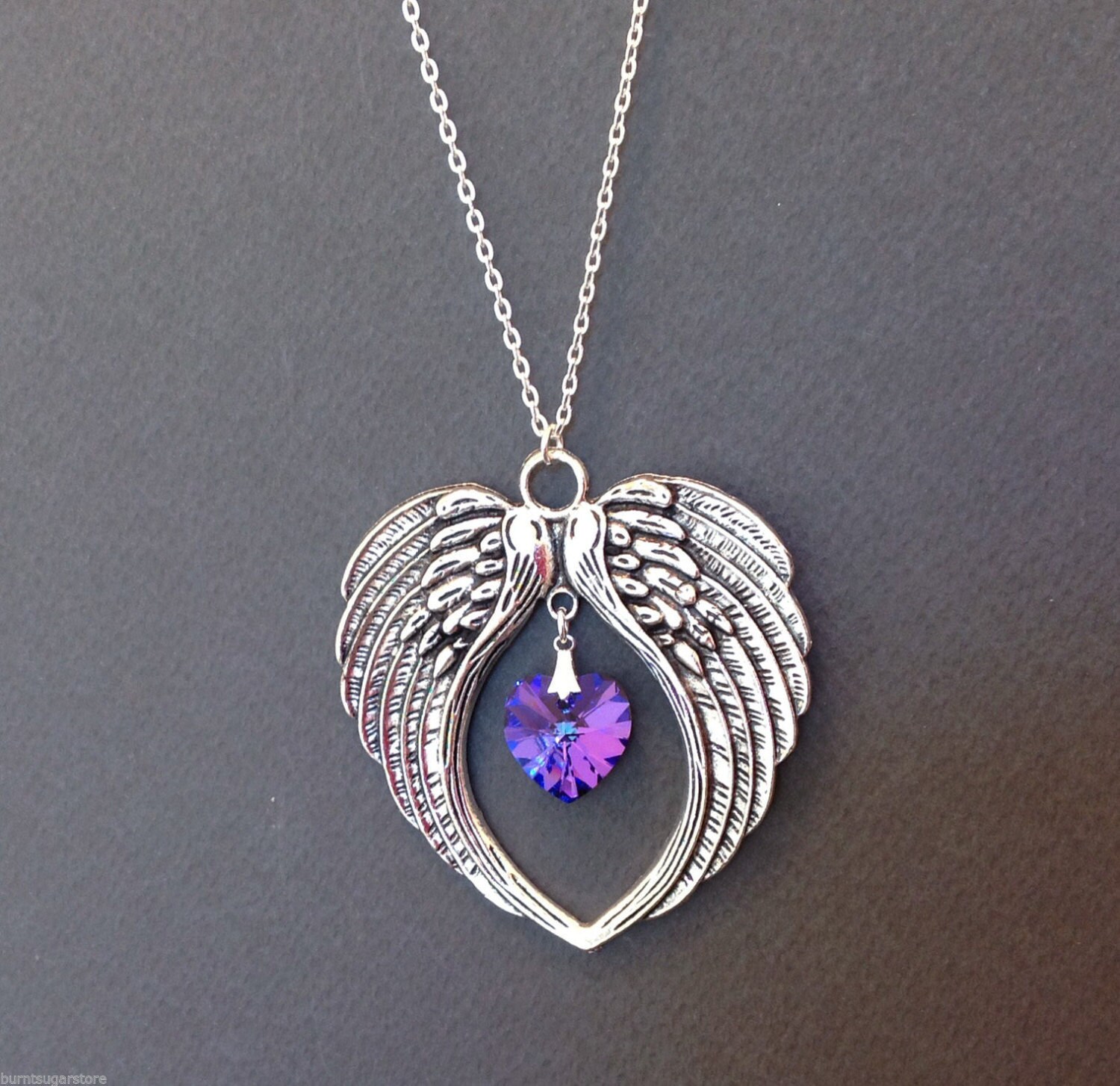 Guardian angel wings necklace with swarovski stones Clearance