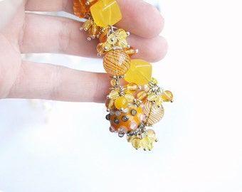 Yellow bracelet for girl gift Summer jewelry Lampwork bracelet Trending jewelry for girlfriend gift you are my sunshine bracelet Gift wife