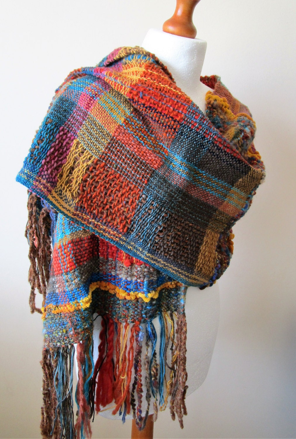 Unique Handwoven Shawl Woven Wrap Hand Weaving Rustic