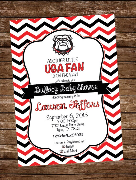 Georgia Bulldogs Baby Shower Invitations 1