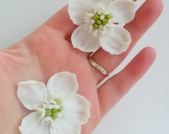 Earrings scabiosa, cold porcelain flower earrings, daisy, daisy polymer clay, clay flowers, spring earrings, spring jewelry