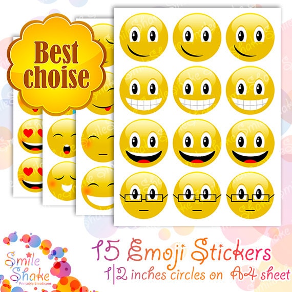 15 funny emoji sticker sheet printables smiley faces digital