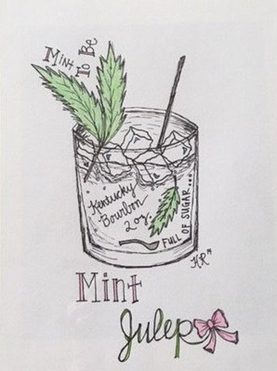 Mint Julep Recipe Art by MintJulepDesignsCo on Etsy