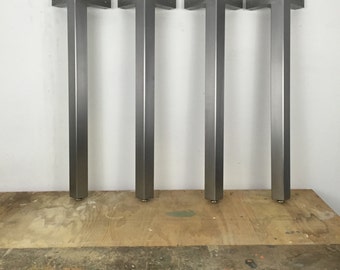Brushed Metal Table Legs With External Mounting Plates Set of 4