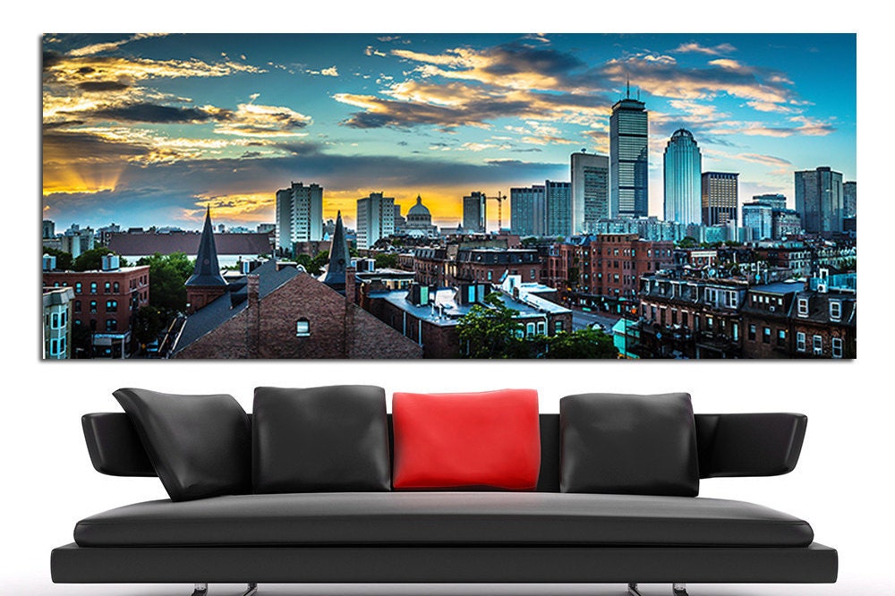 Large Boston City Canvas Wall Art Set Boston Canvas Art Boston