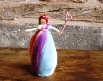 rainbow tree topper Christmas tree topper fairy 9 inch Waldorf tree topper Steiner tree top fairy nature table doll needle felted angel UK