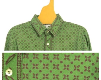 Mistral S M Provencal Cowboy Cowgirl Shirt Olive Green French Vintage