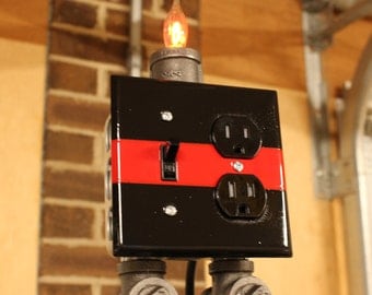 Pipe lamp, Lamp, Black Pipe Lamp, Receptacle lamp, Flicker Flame Lamp, Firefighter Lamp, Thin Red Line, Fireman, Fireman Lamp, - Firefighter