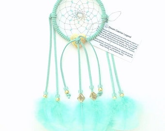 Aqua Blue Dream Catcher, Turkey Flat Feathers