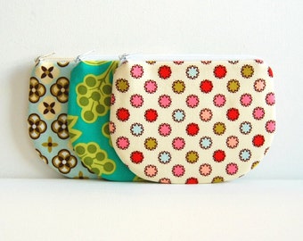 Coin Purse, Small Zipper Pouch, Choice of Colors, Women and Teens, Sandi Henderson Ginger Blossom Fabrics