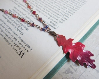 Vibrant Harvest - Hand-painted Ombre Leaf Necklace