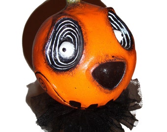 Jack O Lantern - Creepy Pumpkin Halloween Horror Gothic Handmade Folk Art Primitive Doll Decoration