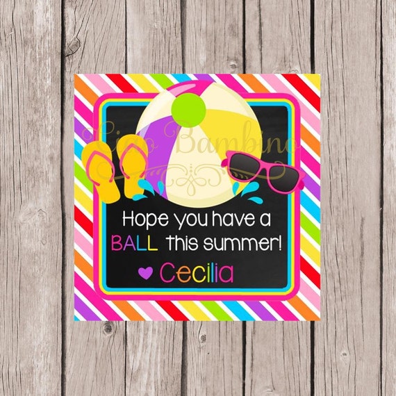 PRINTABLE Beach Ball Tag / Hope you have a BALL of by ciaobambino