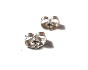 Silver Earring Backs, .925 Sterling Silver Ear Nuts, 6mm x 4.5mm, 2 Pieces, One Set of Silver Earring Backs for Jewelry (F 7041s)