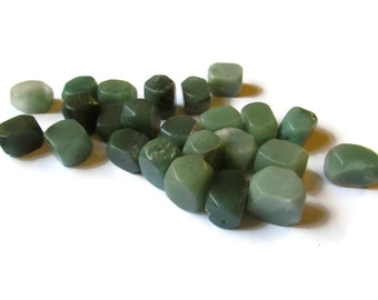 24 Adventurine Nugget Beads Faceted Cube Nugget Gemstone Beads Destash Beads Large Beads Full Strand Beads Loose Beads Gemstone Beads