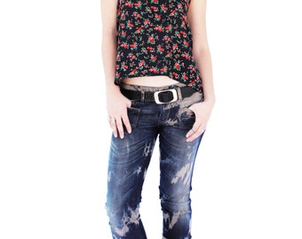 Agoraphobix Bomb Shell bleached upcycled denim | low waist skinny jeans | upcycled denim | 90s clothing