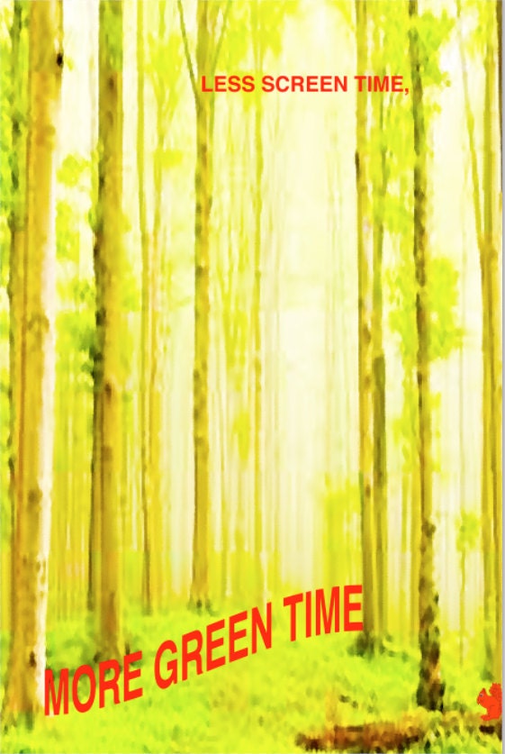Less screen time more green time 12x18 Art Print by Giraffes