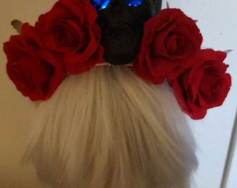 Halloween, Ready to ship, LED, LED rose crown, Skull, Skull crown, Dia de los muertos, Pinup, Rockabilly, Flower Crown