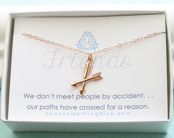Best Friend Gift • Crossed Arrow Necklace • BFF Gift • Friendship Jewelry • Rose Gold Arrows Best Friend Jewelry • Gift for Bestie