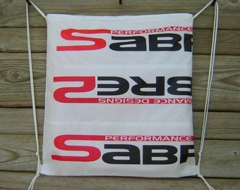Sabre2 Parachute Logo Drawstring Backpack : White Lining, Interior Pocket, Key Loop