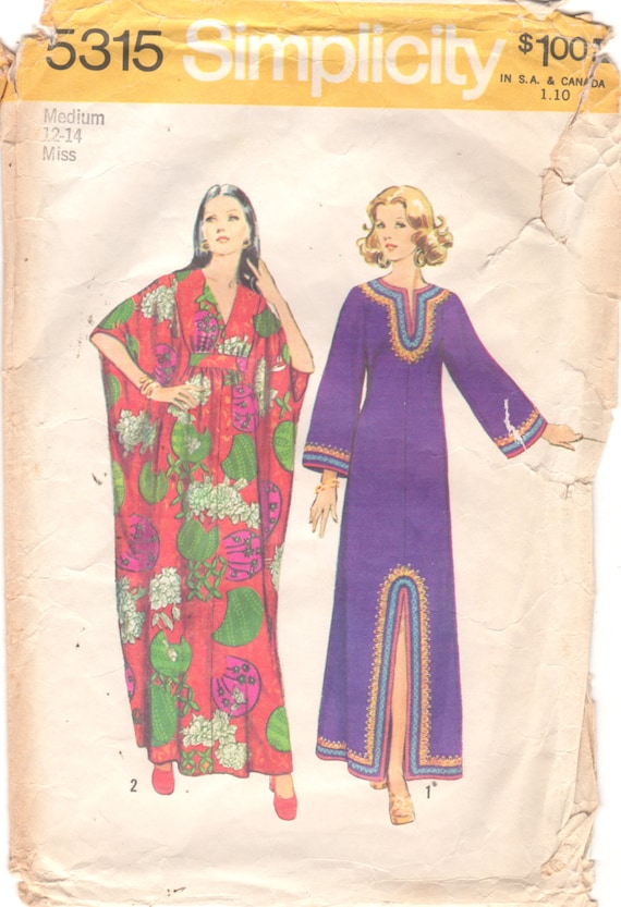 Simplicity 5315 1970s Misses CAFTaN Pattern Kimono by mbchills
