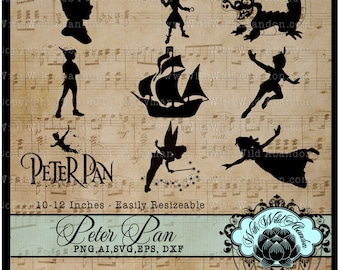 Peter Pan, Captian Hook, Tinkerbell Clipart, Vector, Cutting file, Pattern, png, svg,ai,eps, dxf