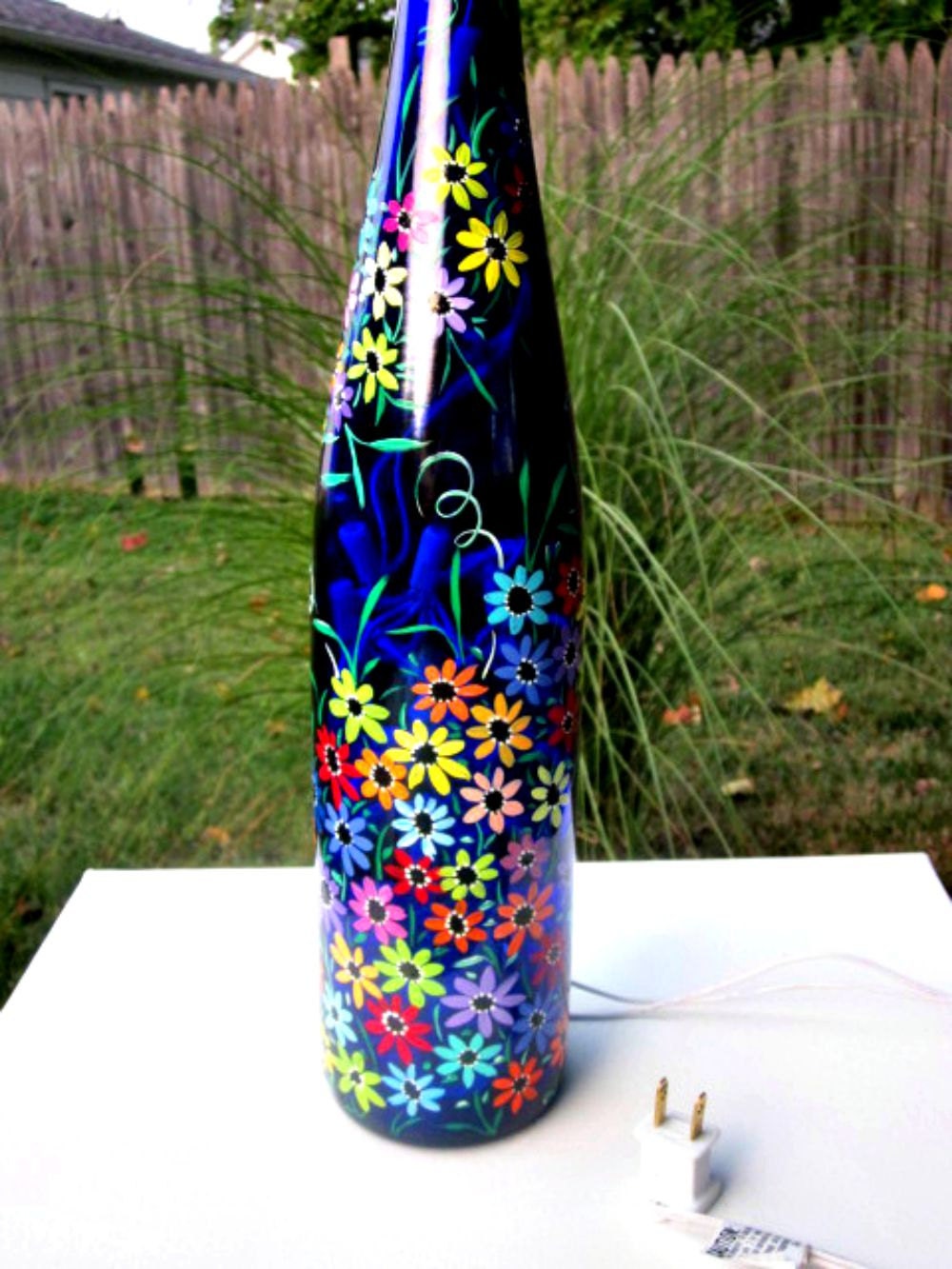 Wine Bottle Light Tall Night Light Tall Blue Wine Bottle