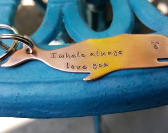The Ocean calls me, Whale keychain, copper whale keychain, Mermaid Jewelry, I whale always love you, Anniversary gift, Marine biologist gift