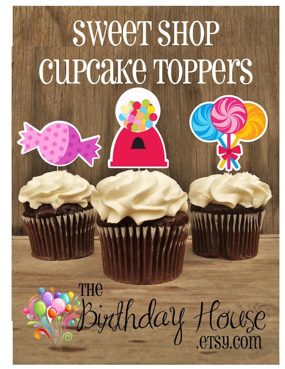 Sweet Shop Party - Set of 12 Assorted Sweet Shop Cupcake Toppers by The Birthday House Il_570xn