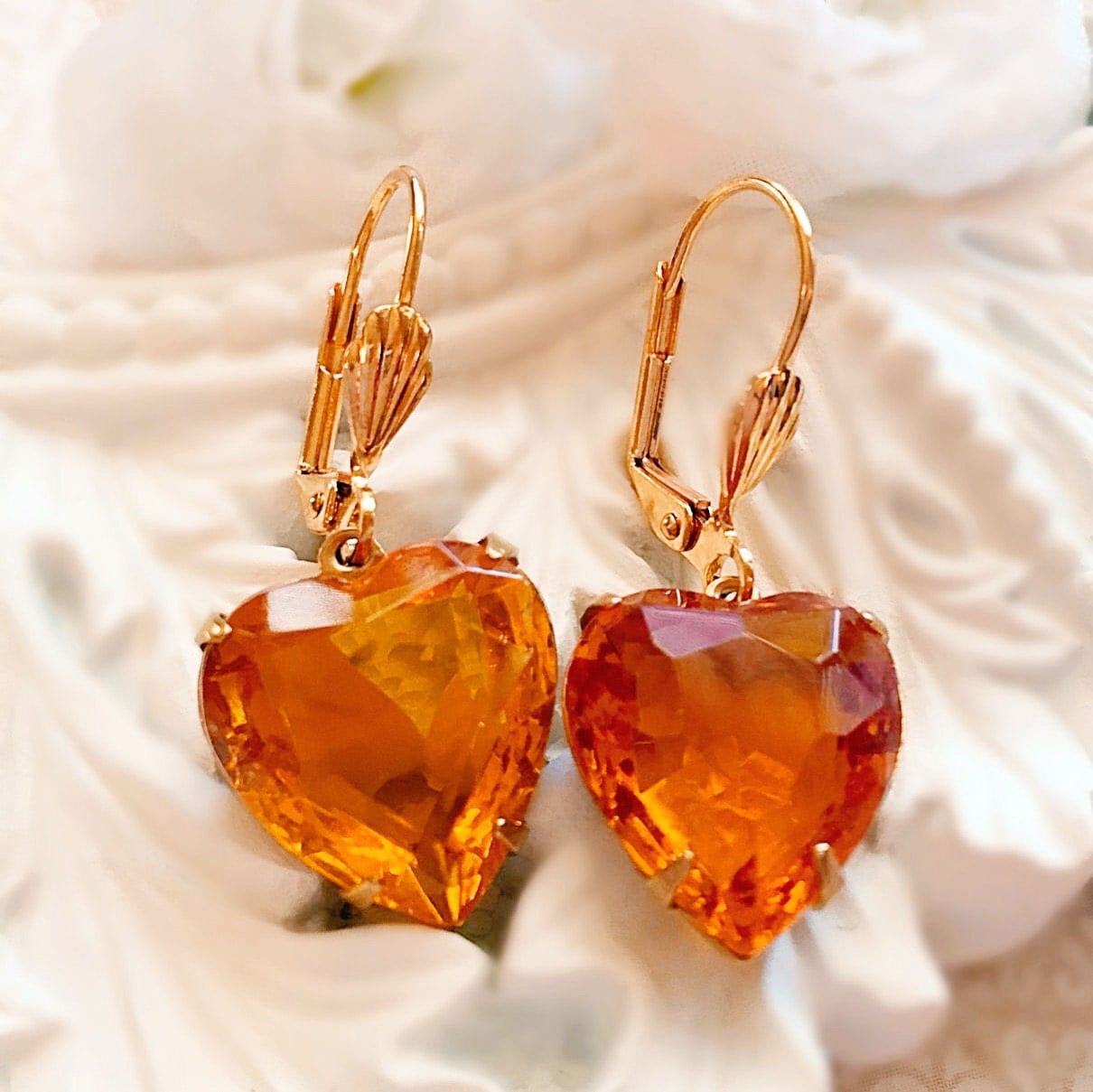 Best November Birthstone Gift Topaz Heart Earrings