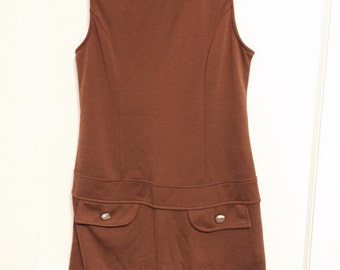 Vintage 1980s little brown stretch mini dress
