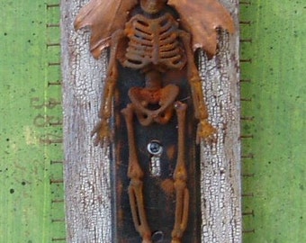 Assemblage Art Found Object Skeleton Shrine Halloween