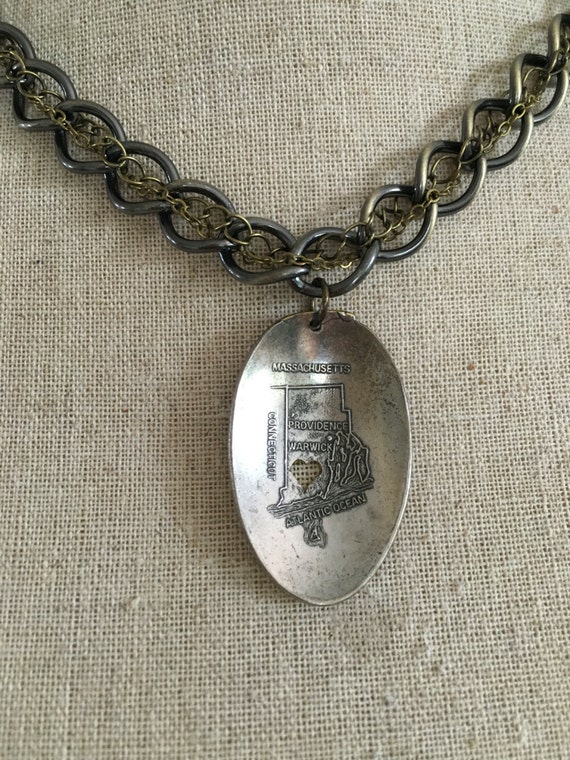 Rhode Island Heart Necklace Rhode Island Jewelry Spoon