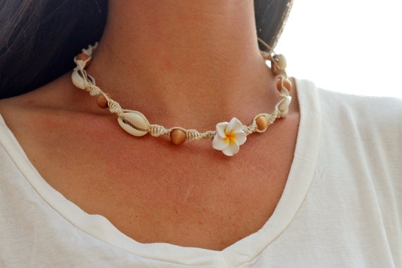 Shell Beach Necklace Hemp Necklace Beach Necklace Cowrie