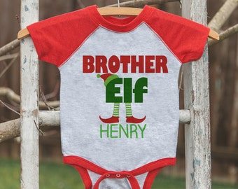 Boys Christmas Shirt - Kids Holiday Shirt or Onepiece - Brother Elf Shirt - Kids Christmas Pajamas - Elf Family Shirts - Family Photo Outfit