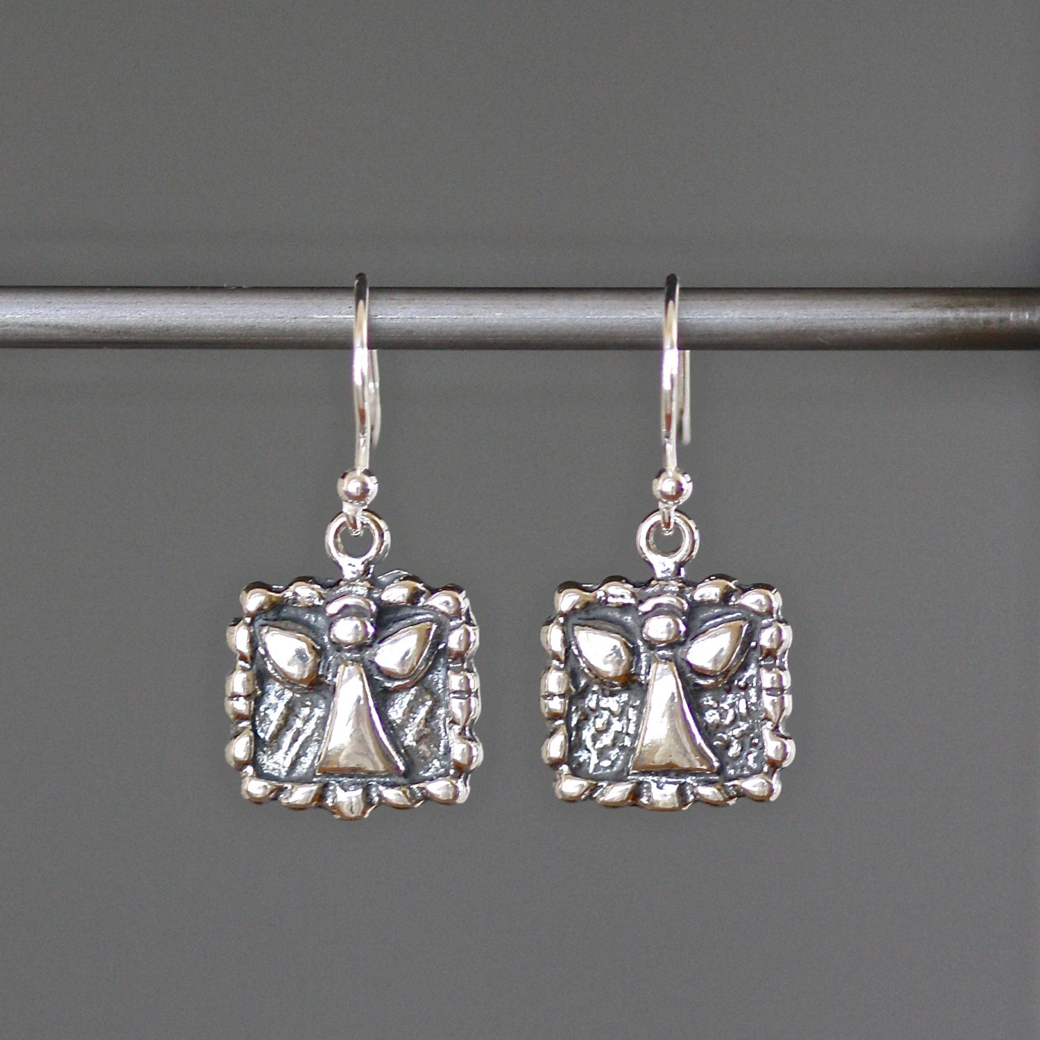 Silver Angel Charm Earrings Christmas by thetimeoutcollection