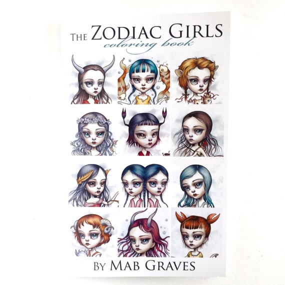 Zodiac Girls Coloring Book Tattoo Line design book