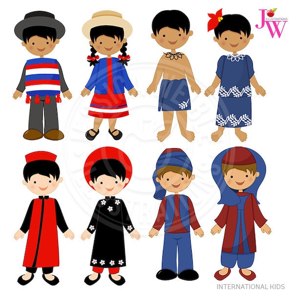 International Kids Cute Digital Clipart, Chile Kids, Samoa Kids ...