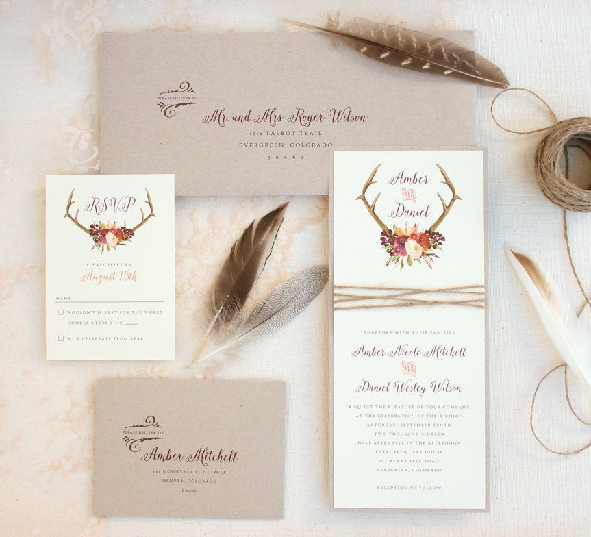 Antler Wedding Invitations 3