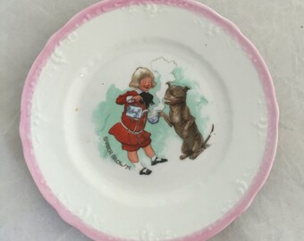 Vintage Buster Brown and Dog Tige Advertising Premium USA 1930s Childs China Give-away Buster Brown Shoes