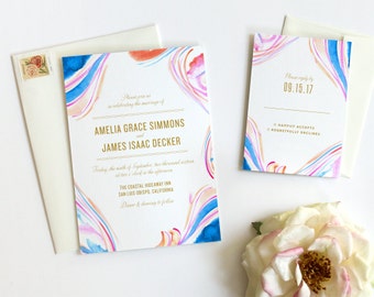 Boho Wedding Invitation, Watercolor Wedding Invitation, Beach Wedding Invitation, Modern Wedding Invitation, Wedding Invitation Set