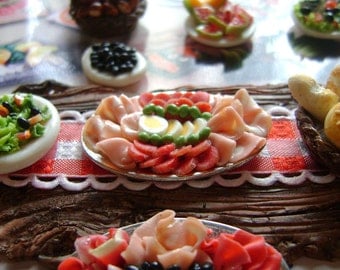 Dollshouse food 12th scale, antipasti platter, miniatures food