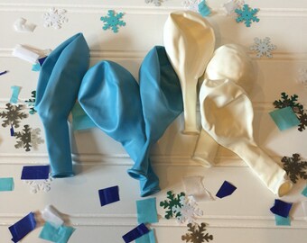 Frozen Party Balloons - Frozen Party Decorations - 11 inch Premium Balloons - Frozen Party Supplies - Blue and White Balloons