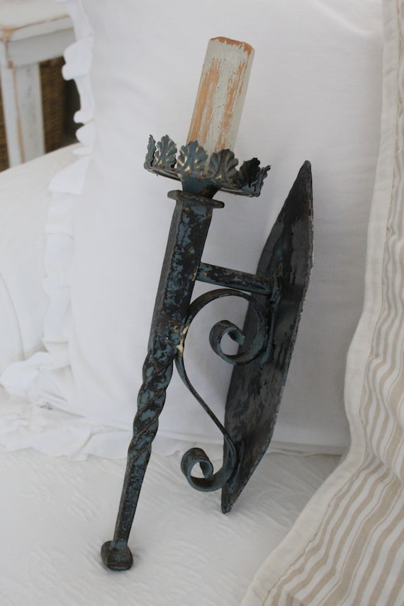 2..IRON Wall SCONCES Forged Euro Chic by BurlapLuxe on Etsy